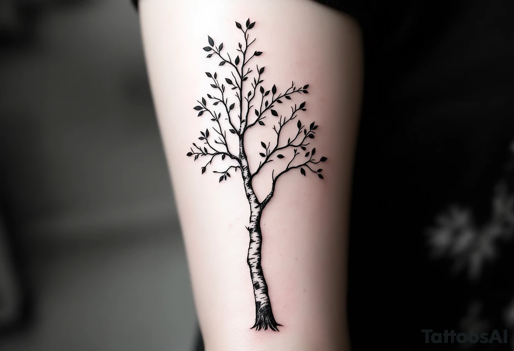 small birch tree tattoo idea