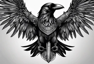 Crow holding sword tattoo idea