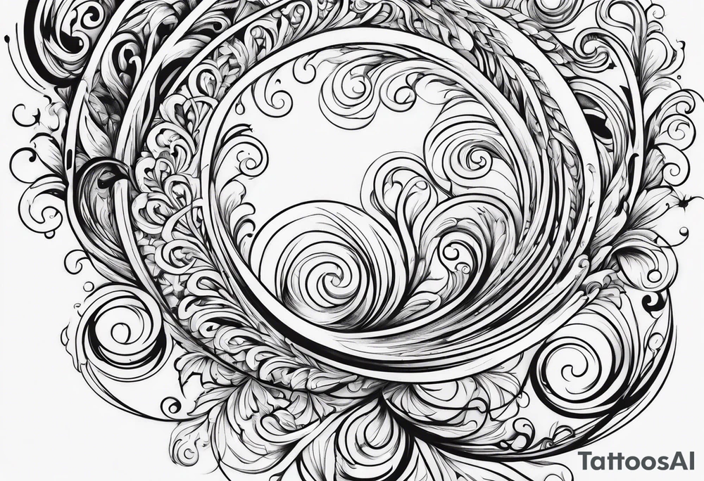 Swirls and whirls from fingers to elbows tattoo idea