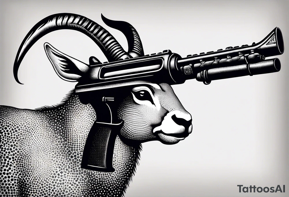 capricorn with sunglasses and shotgun tattoo idea
