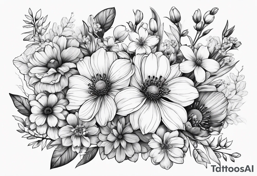 Spring flowers, surrounded by faded honeycomb, 
Simple tattoo idea