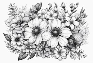 Spring flowers, surrounded by faded honeycomb, 
Simple tattoo idea