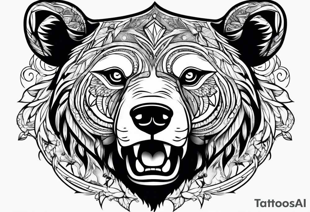 Bear face tattoo idea