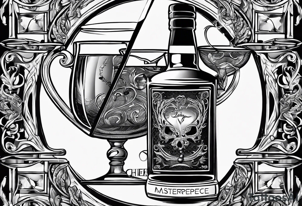 Cheers Mate text, armband +Cancer Ribbon  + bourbon glass tattoo idea