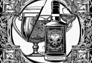 Cheers Mate text, armband +Cancer Ribbon  + bourbon glass tattoo idea