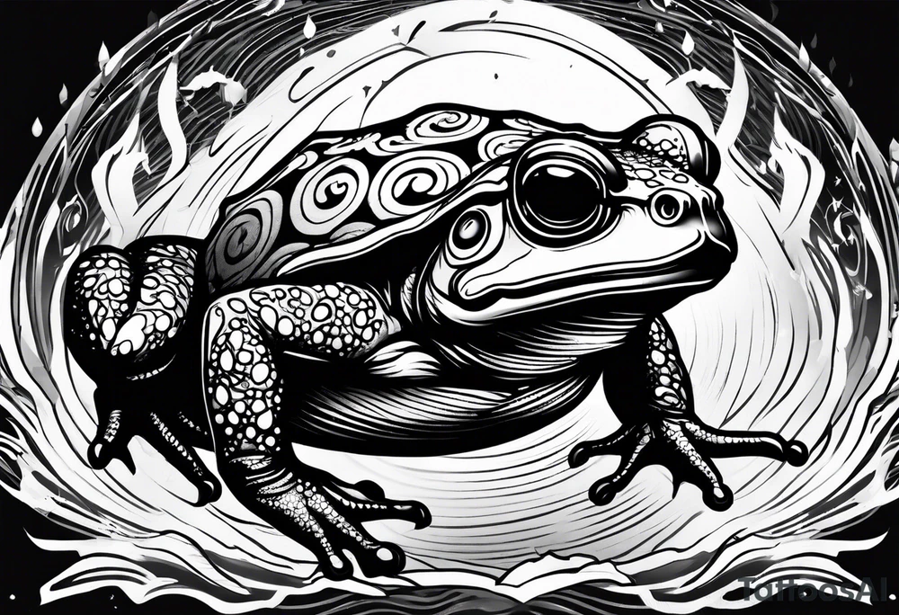 A toad in a thunderstorm tattoo idea