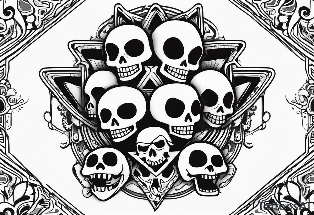 System of the down tattoo with Skeltons tattoo idea