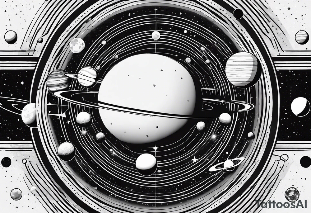 a minimalist representation of the solar system tattoo idea