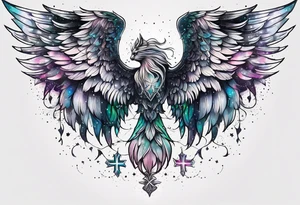 Constellation, Angel wing , animal  snow , cross tattoo idea