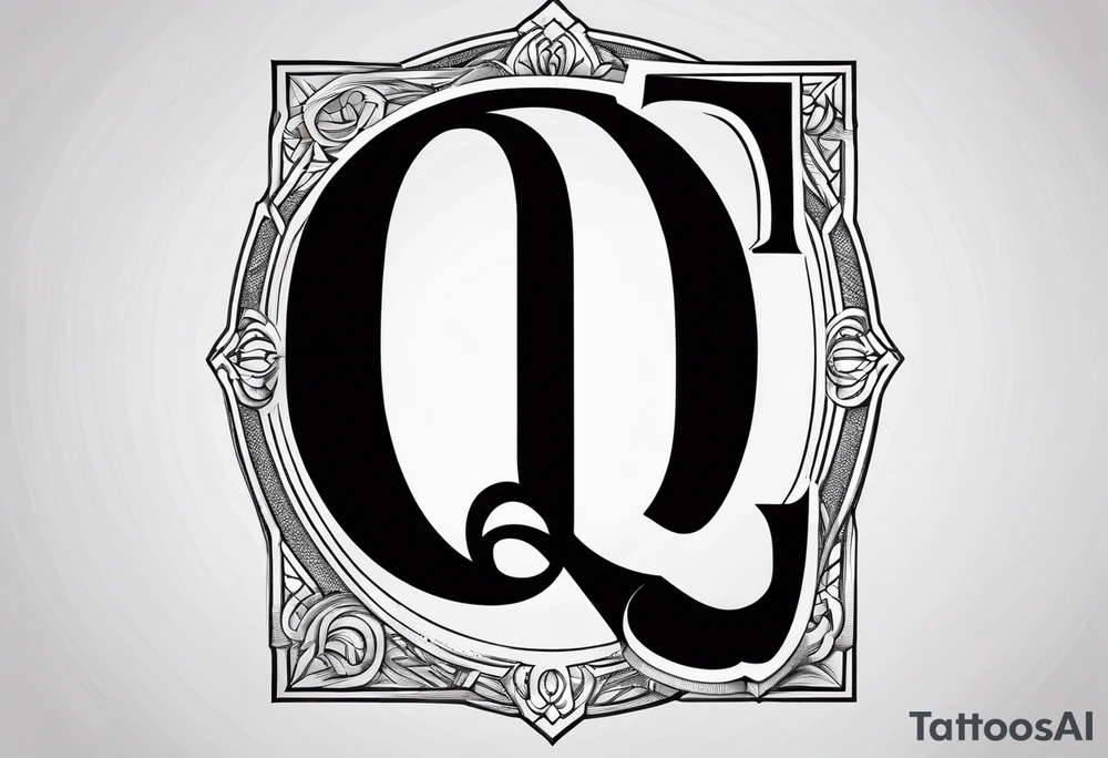 A spade symbol with the letter "Q" embedded in the center. tattoo idea