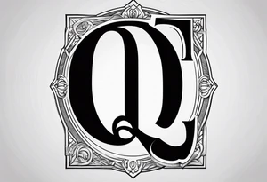 A spade symbol with the letter "Q" embedded in the center. tattoo idea