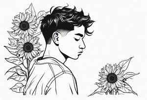 sad boy with sunflower tattoo idea