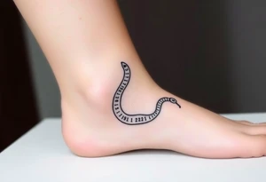 I want a small simple silhouette lines black and white wrist princess like girl snake tattoo that has number 12821 on its body along and also I want it to represent feminine energy crown queen Cycle tattoo idea