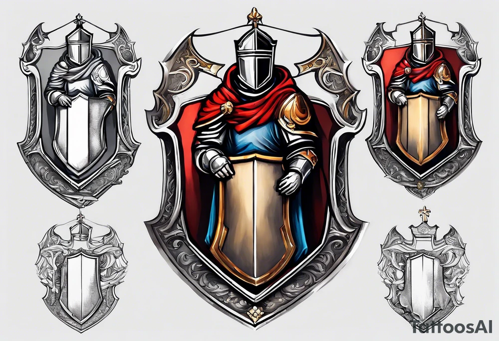 a knight holding the bible as a shield tattoo idea
