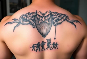 A giant with miniature men as slaves tattoo idea