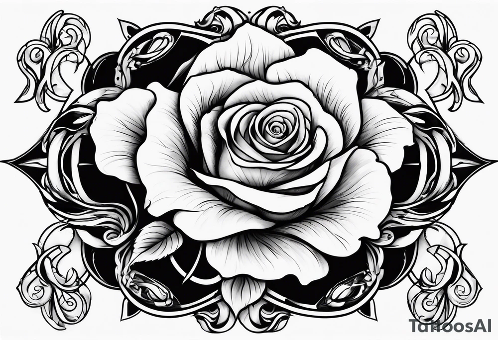 Flames,rose, the symbol of Lucifer tattoo idea