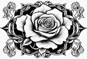 Flames,rose, the symbol of Lucifer tattoo idea