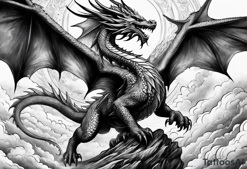 dragon in the sky tattoo idea
