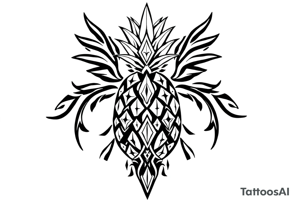 pineapple with diamonds  and magestic, crown, vagina, anus, pubic tattoo idea