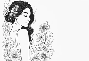 virgo, flowers, dainty, harmony, feminine, minimalist, fine line tattoo idea