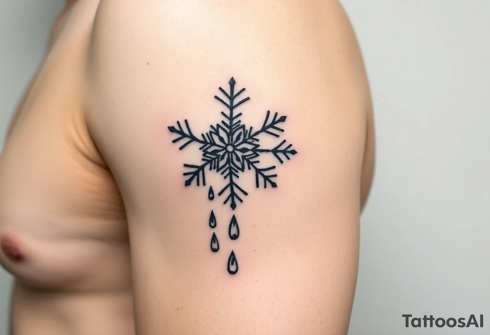 A snowflake melting and turning into rain drops tattoo idea