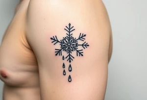 A snowflake melting and turning into rain drops tattoo idea
