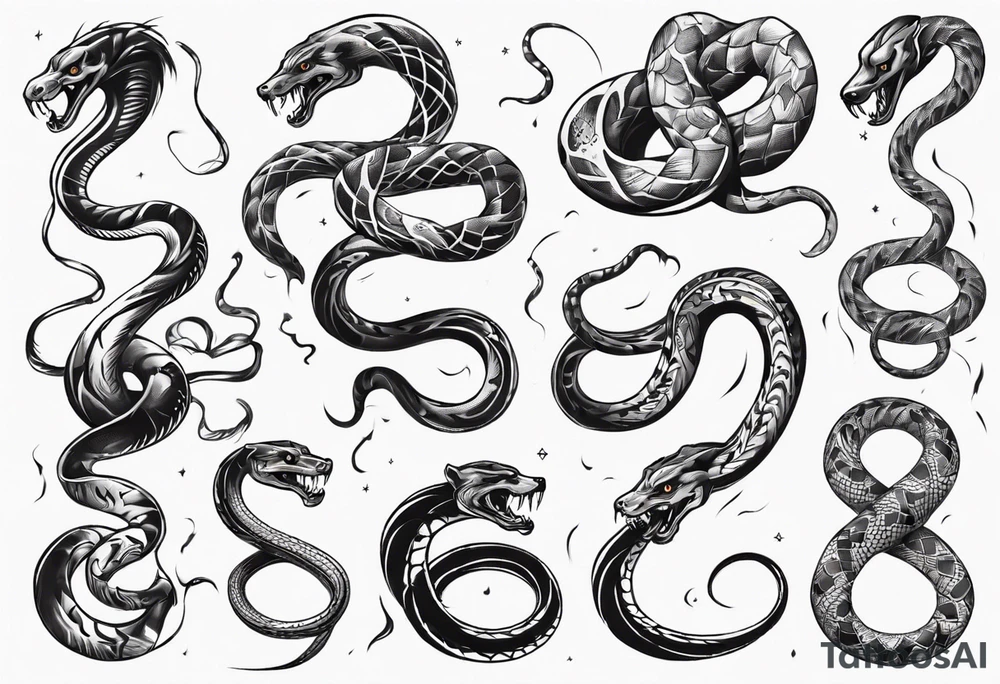 A snake fighting a dog tattoo idea