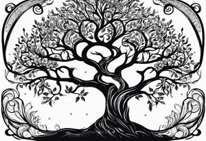 Nordic tree of life made of two seperate trees twisting together tattoo idea