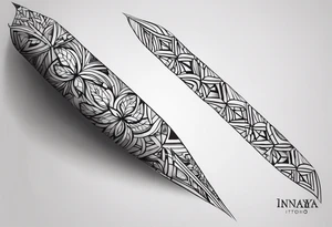 Надпись INAYA эстетично, тонко  с рыбой tattoo idea