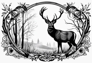 Recurve bow hunting deer tattoo idea