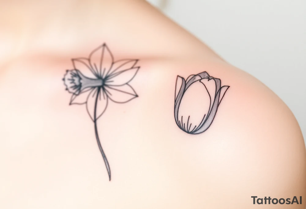 Daffodil and Tulip tattoo idea