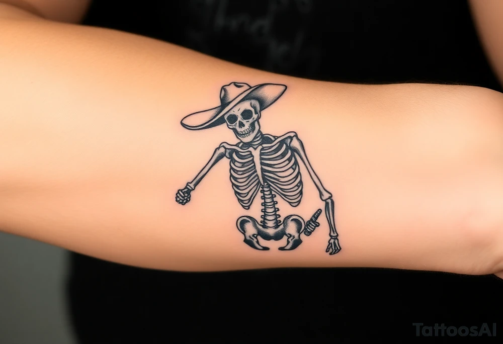 Detailed Skeleton cowboy tattoo idea