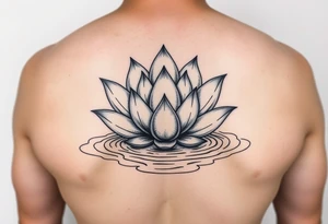 serene lotus flower emerging from sacred waters with ripples tattoo idea