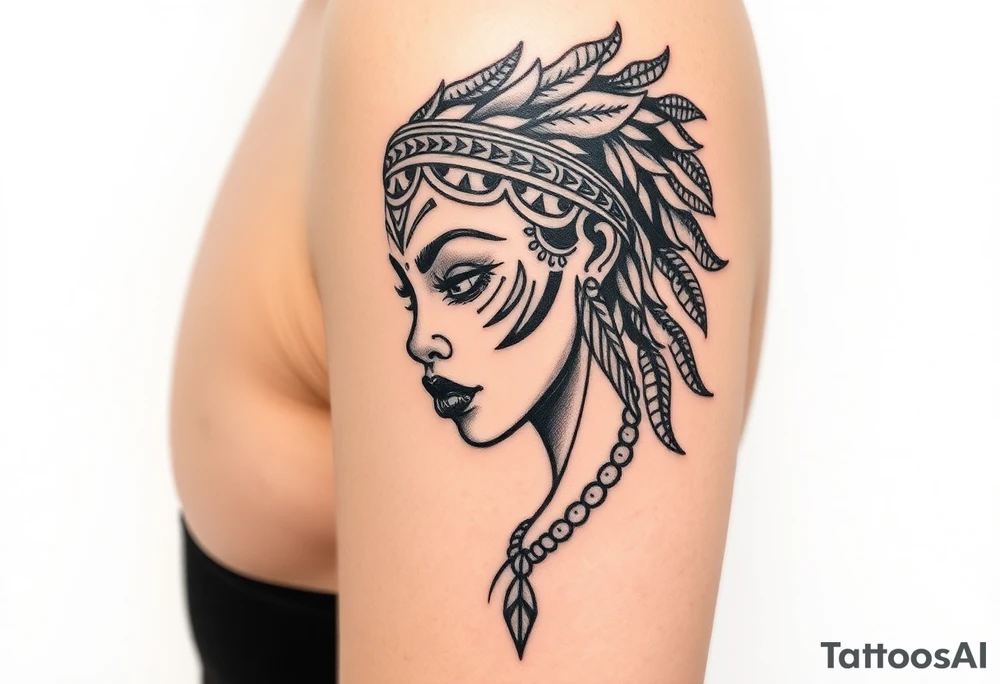 African goddess with tribal makeup tattoo idea