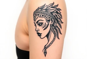 African goddess with tribal makeup tattoo idea