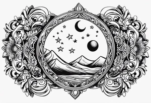 lower back dainty star and moon tattoo tattoo idea