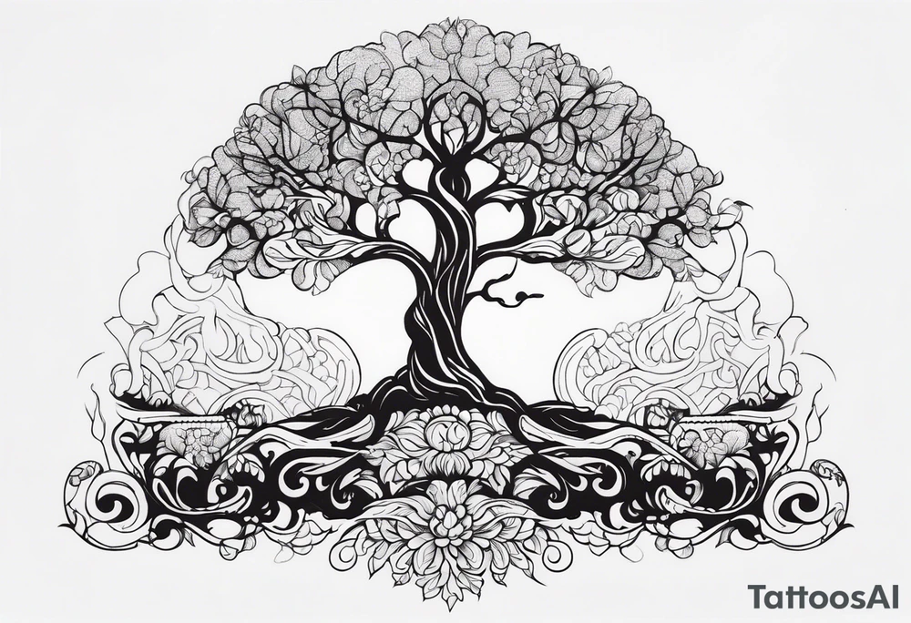 Baum mit langen Wurzeln tattoo idea