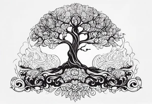 Baum mit langen Wurzeln tattoo idea