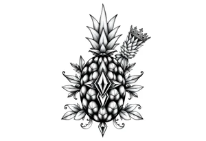 Pineapple, diamonds, crown, Design to be around vagina and anus inline with each other tattoo idea