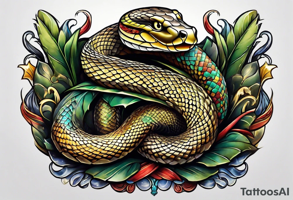 snake wrapping around broadsword tattoo idea