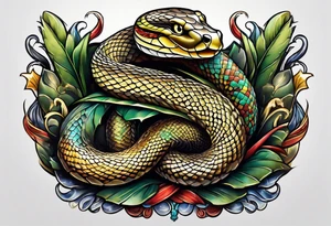 snake wrapping around broadsword tattoo idea
