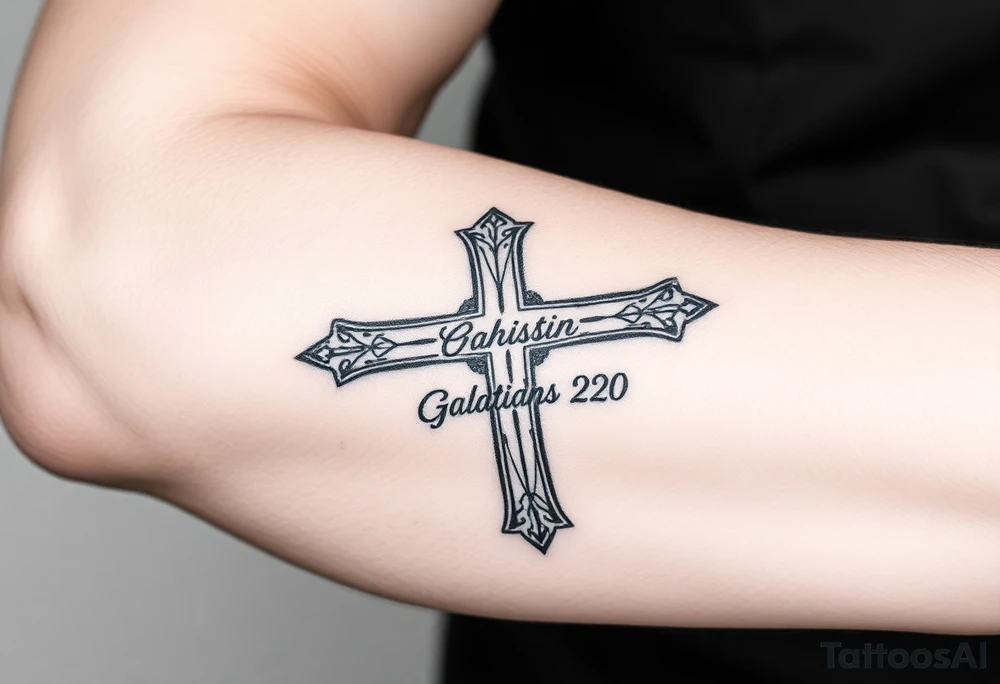 Christian Cross with Galatians 2:20 tattoo idea