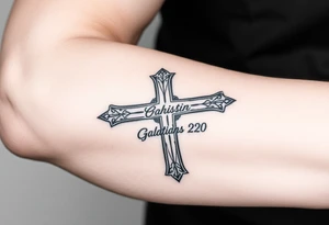 Christian Cross with Galatians 2:20 tattoo idea