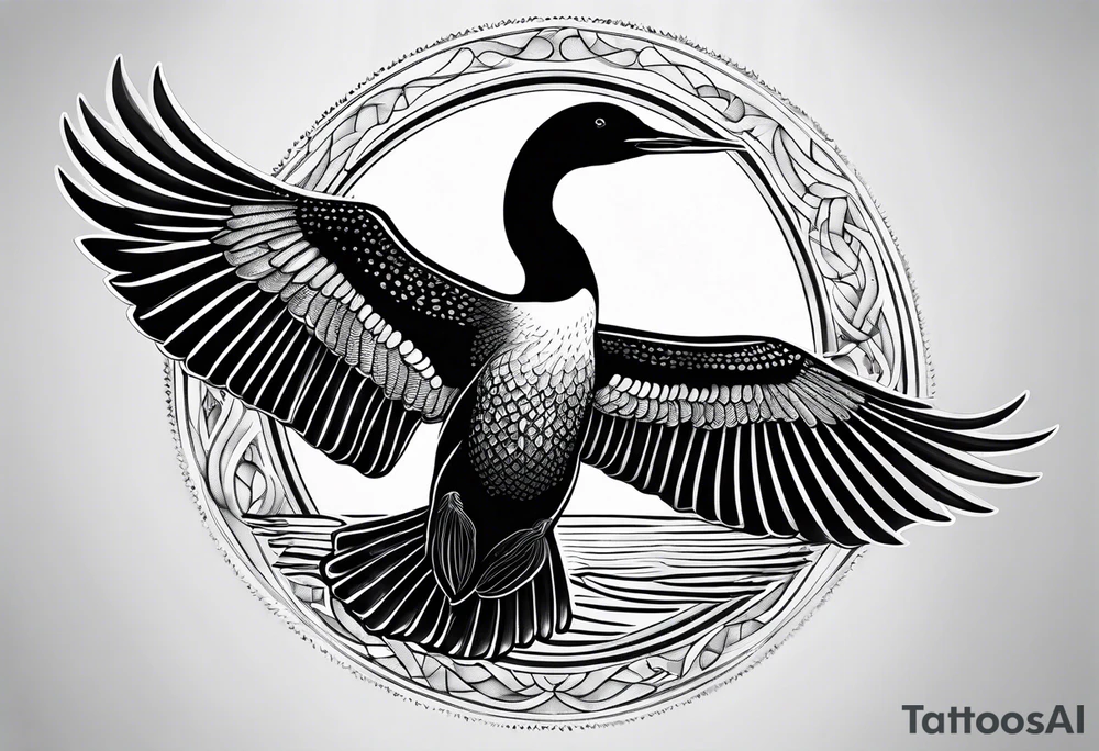 Loon stretching wings tattoo idea