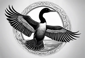 Loon stretching wings tattoo idea