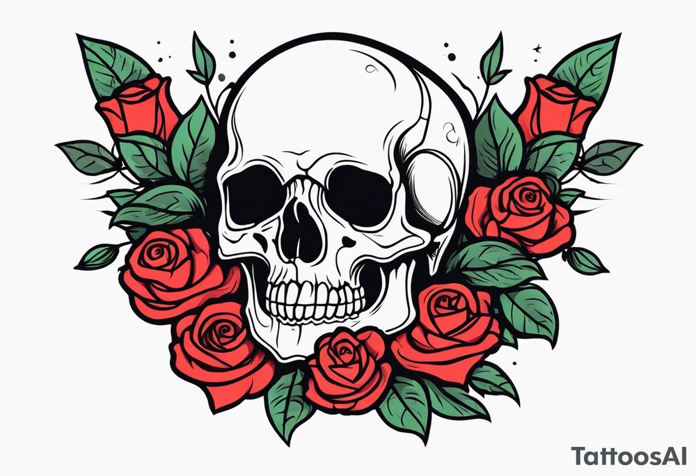 skull and roses tattoo idea