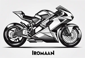 I want an ironman logo outlined with a triangle. off of the three points, i want the word adaptability and a swimmer, the word discipline and a bike, and the word determination and a runner tattoo idea