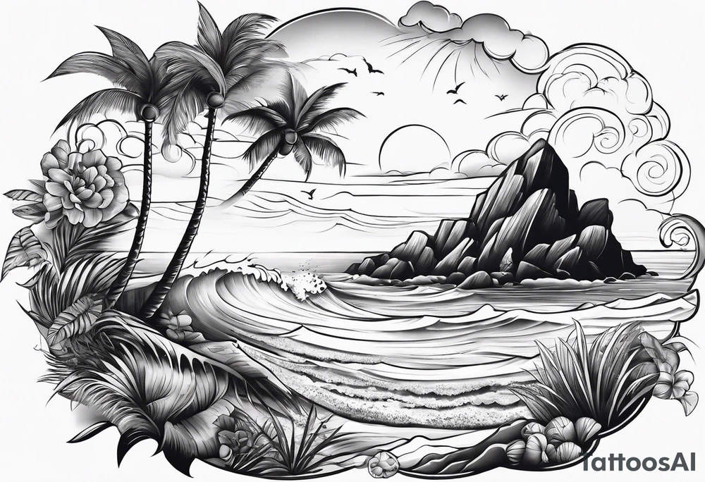 Beach landscape tattoo idea