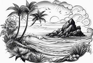 Beach landscape tattoo idea