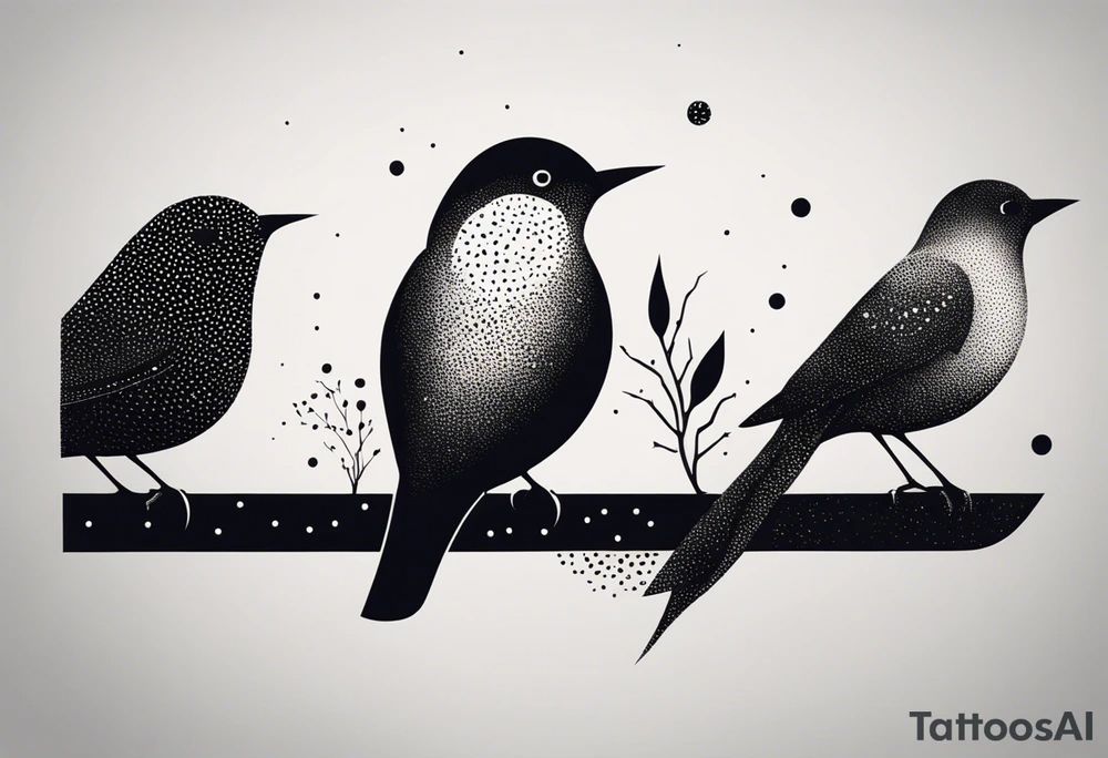 Minimalistic birds different species tattoo idea